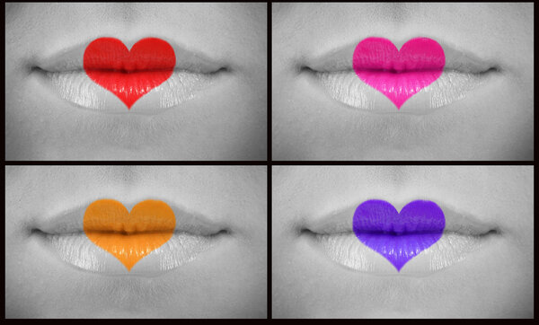 Collage of woman lips