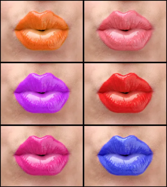 Collage de labios de mujer coloridos —  Fotos de Stock