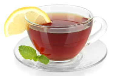 Bir fincan limonlu çay.