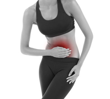 Karın ağrısı beyaz izole