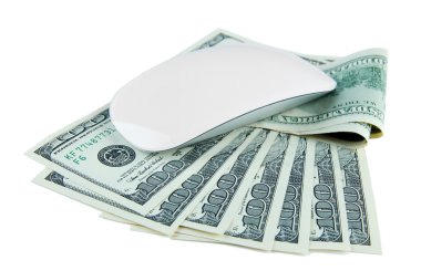bilgisayar fare üzerinde beyaz izole dolar