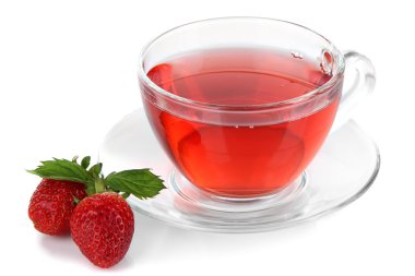 beyaz izole lezzetli çilek çayı