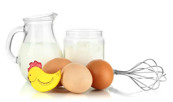 Ingredients for dough isolated on white — Stock Photo, Image