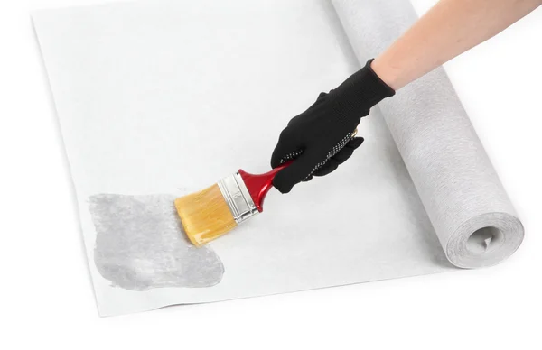 Papel pintado de frotis a mano por pegamento, aislado en blanco — Foto de Stock