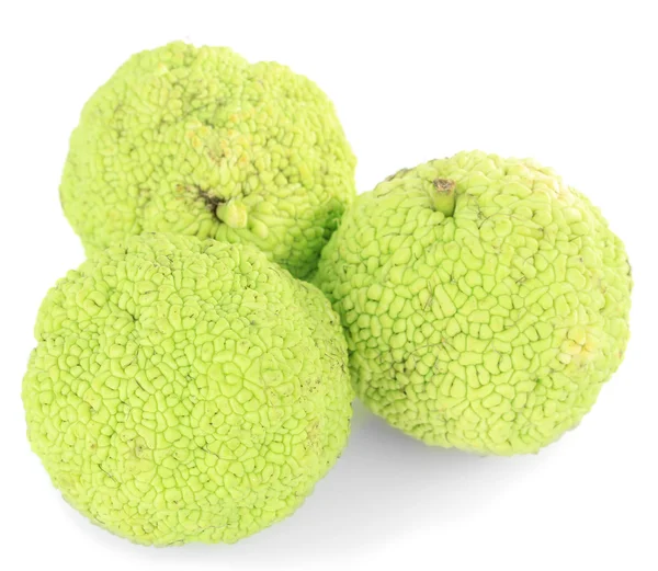 Osage oranje vruchten (maclura pomifera), geïsoleerd op wit — Stockfoto