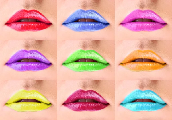 Коллаж красочных женских губ — стоковое фото