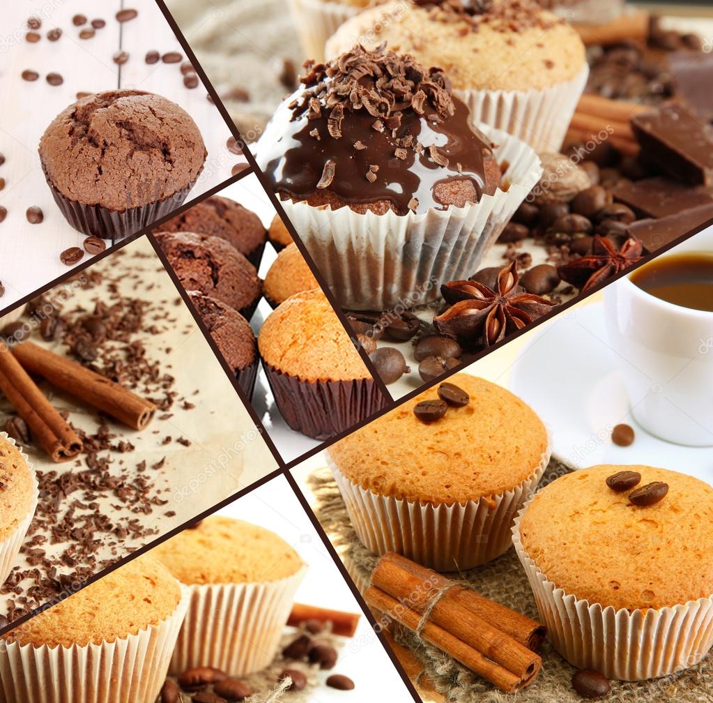 Collage of chocolate cupcakes