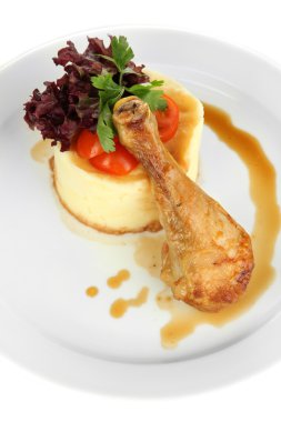 küçük bir kısmı büyük plaka üzerinde beyaz izole gıda