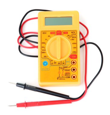 multimetre üzerinde beyaz izole