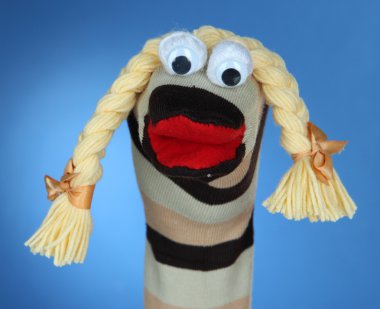 şirin çorap kukla mavi zemin üzerine