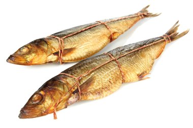 füme balık üzerinde beyaz izole