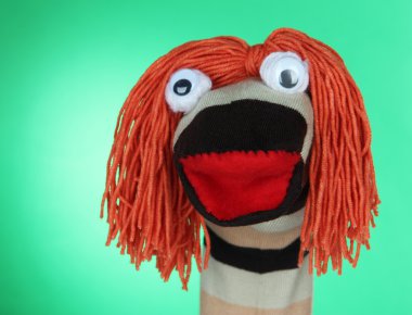 yeşil renkli sevimli çorap kukla