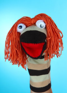 şirin çorap kukla mavi zemin üzerine