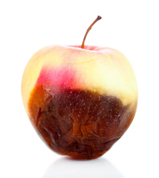 Rotten apple isolated on white — Stock Photo, Image