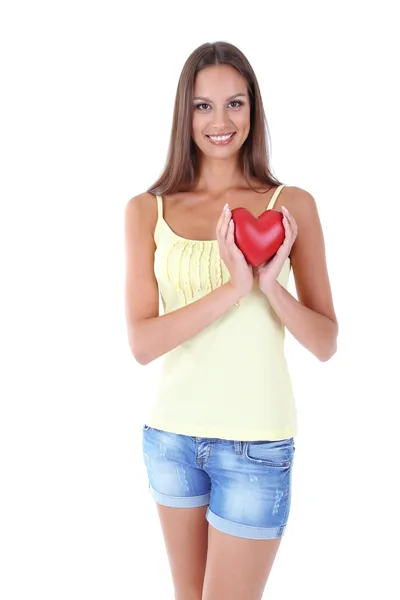 Amare una giovane ragazza isolata su bianco — Foto Stock