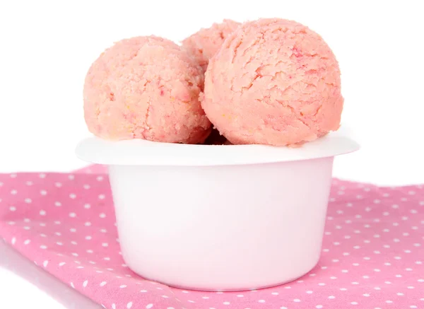 Tasty boules de crème glacée dans un bol, isolé sur blanc — Photo