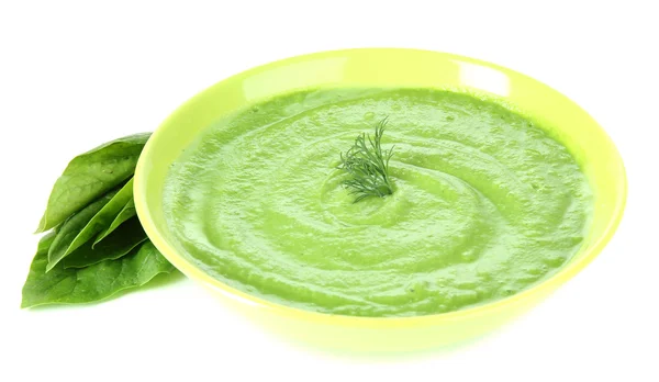 Tasty spinach soup, isolated on white — Stock Photo, Image