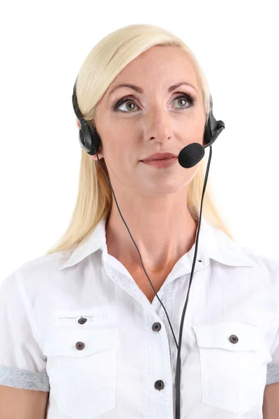 Call center exploitant geïsoleerd op wit — Stockfoto