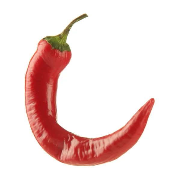 Czerwony ostry pieprz chili izolowany na białym — Zdjęcie stockowe