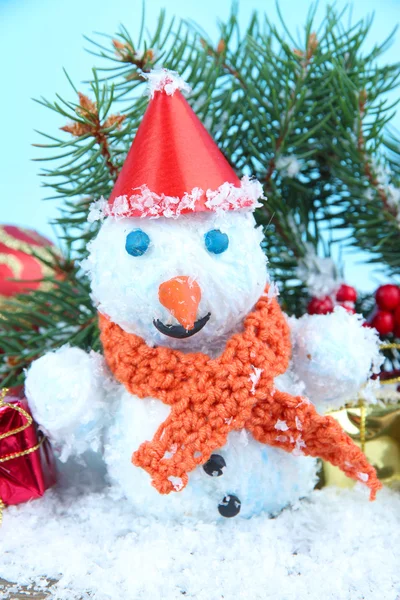 Beautiful snowman on snow — Stock Photo, Image