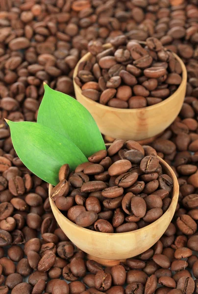 Kaffebönor i skålar isolerad på vit — Stockfoto