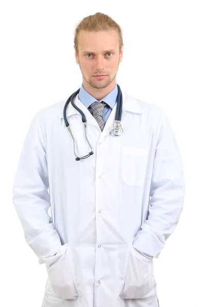 Portrait of doctor isolated on white — Stock Photo, Image