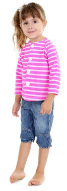 küçük bir kız olarak izole beyaz poz