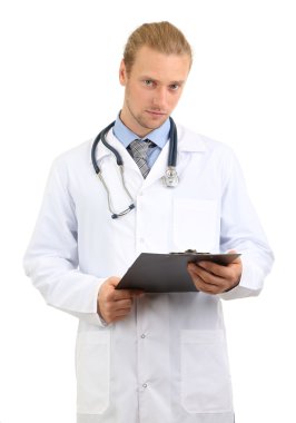 beyaz izole doktor portresi