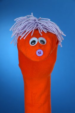 şirin çorap kukla mavi zemin üzerine