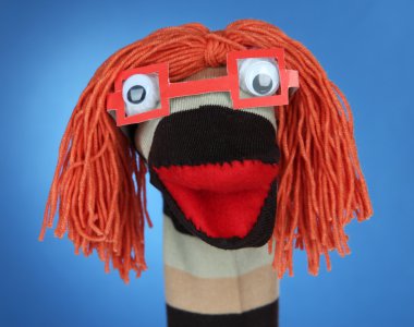 şirin çorap kukla mavi zemin üzerine