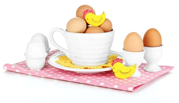 Yumurta beyaz izole farklı çanak çömlek — Stok fotoğraf