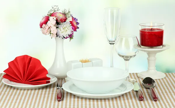 Beautiful table setting for breakfast — Stock Photo, Image