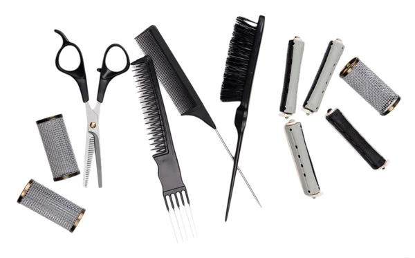 Outils professionnels de coiffeur isolés sur blanc — Photo