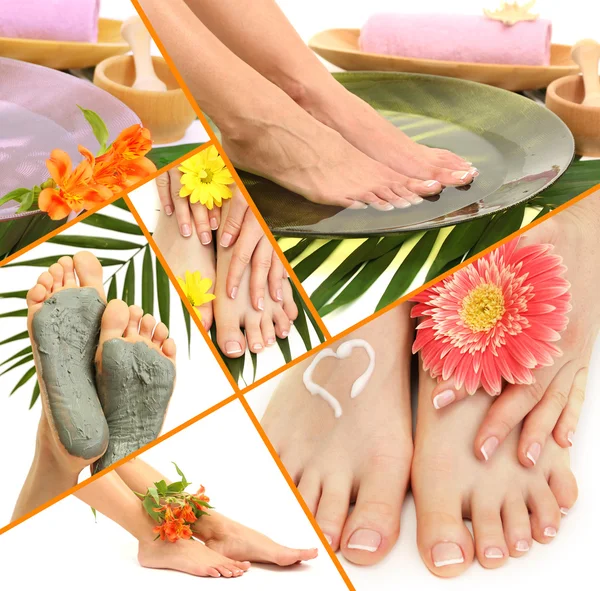 Collage van spa met mooie benen — Stockfoto