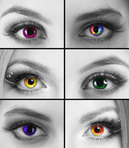Collage de différents yeux de femmes — Photo
