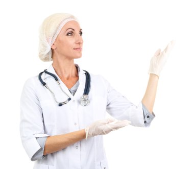 sağlık çalışanı üzerinde beyaz izole