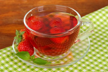 lezzetli çilek çayı üzerinde tablo yakın çekim