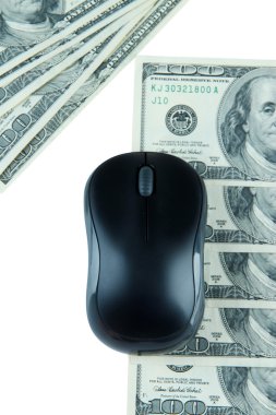 bilgisayar fare üzerinde beyaz izole dolar