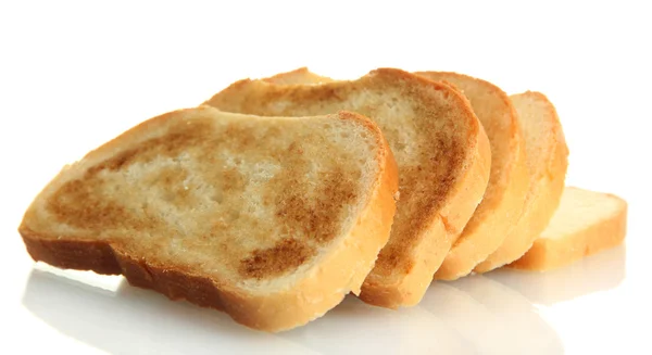 Wit brood toost, geïsoleerd op wit — Stockfoto