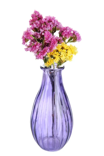 Hermosas flores de verano en jarrón aislado en blanco — Foto de Stock