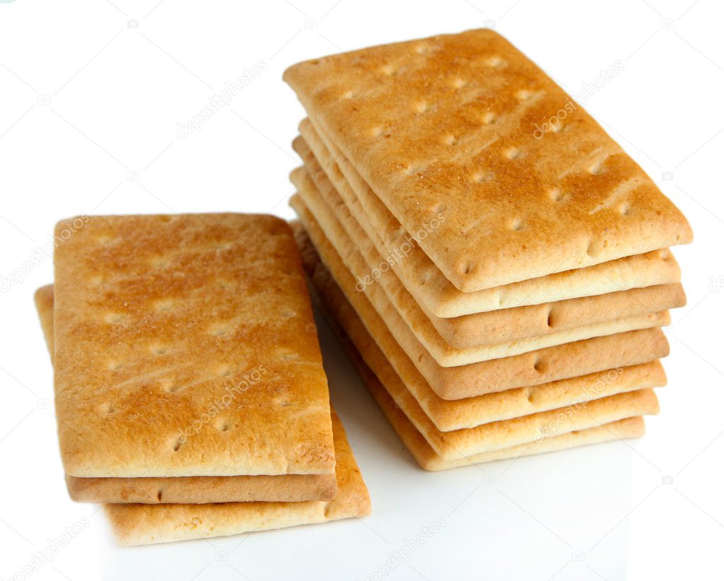 Delicious crackers isolated on white — Stock Photo © belchonock 32937237