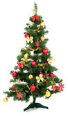 Dekorovaný vánoční stromek izolovaný na bílém