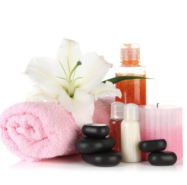 beyaz izole lily ile güzel bir spa ayarı