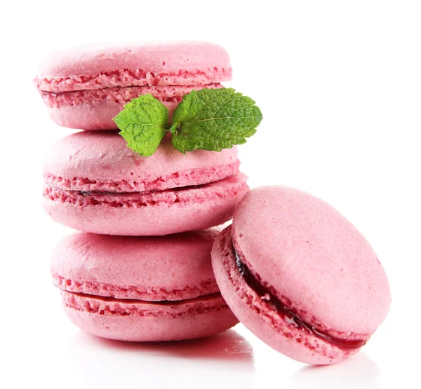 Macarons doux isolés sur blanc — Photo