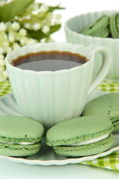 Coffee and macaroons close-up — Stock Photo, Image