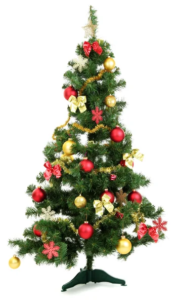Dekorovaný vánoční stromek izolovaný na bílém — Stock fotografie