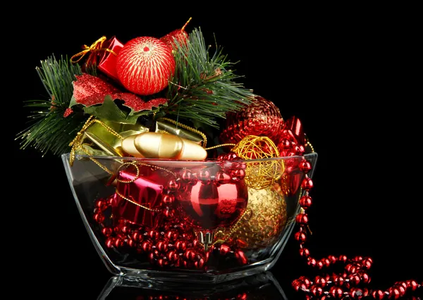 Karácsonyi dekorációk fekete háttér — Stock Fotó
