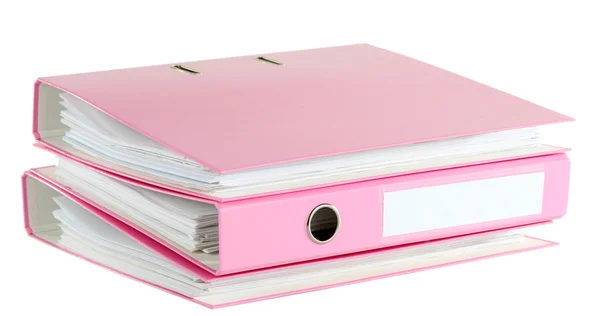 粉红色的文件夹，在白色隔离 — 图库照片