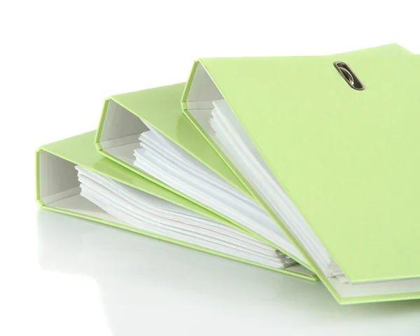 Green folders, isolated on white — Stock Photo, Image