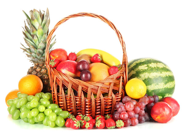 Different fruits isolated on white